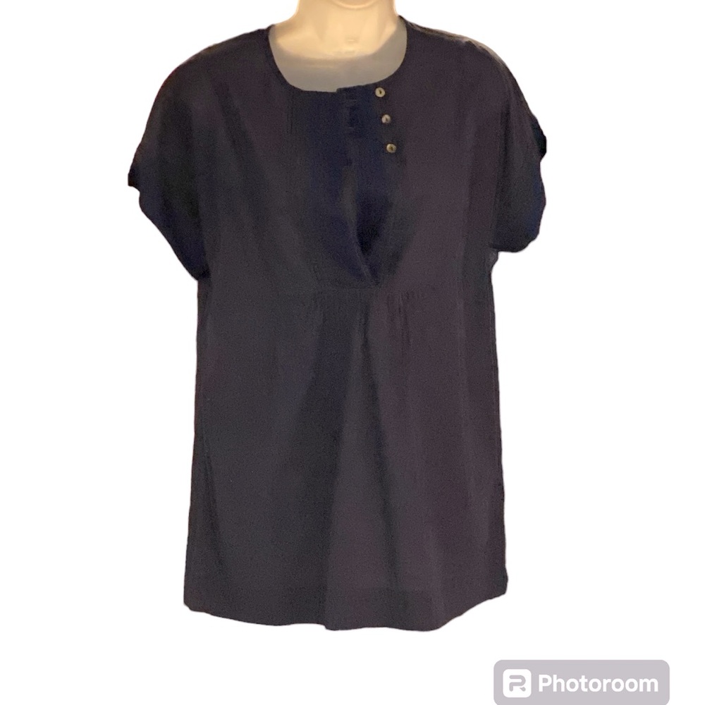 IVKO navy short sleeve cotton blouse M